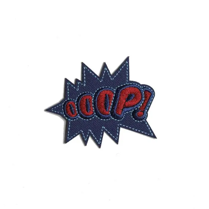 Kracherpreis Bügelbild Ooop rot dunkelblau