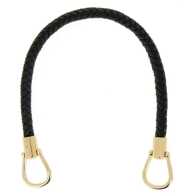 Schwarzer Henkel aus Kunstleder mit goldenen Karabinerhaken Handgefertigt