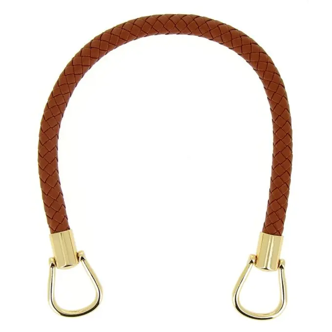 Billig Brauner Henkel aus Kunstleder mit goldenen Karabinerhaken