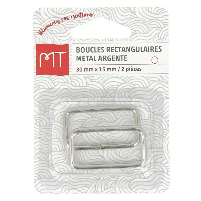 Rechteckige Schnallen in Silber 30 mm Neu