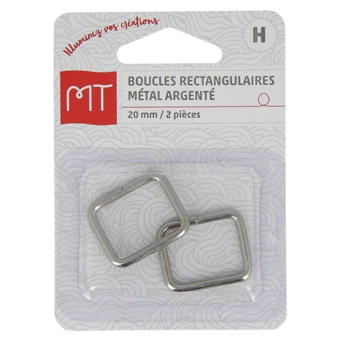 Handgefertigt Rechteckige Schnallen in Silber 20 mm