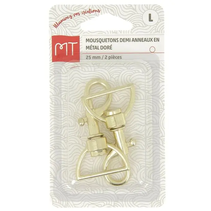 Goldfarbener Karabinerhaken mit Halbring am Ende 25 mm Günstig