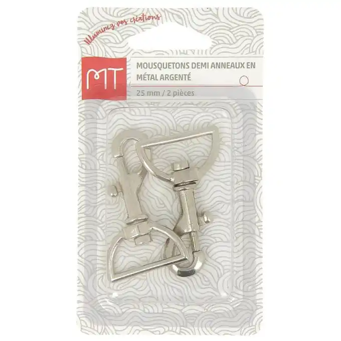 Silberfarbener Karabinerhaken mit Halbring am Ende 25 mm Angebot