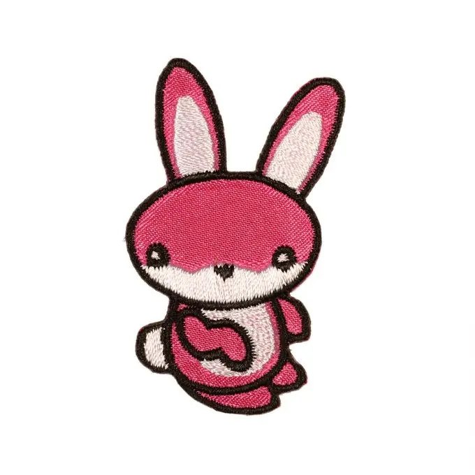 Original Thermoklebende Verzierung in Form eines rosafarbenen Hasen