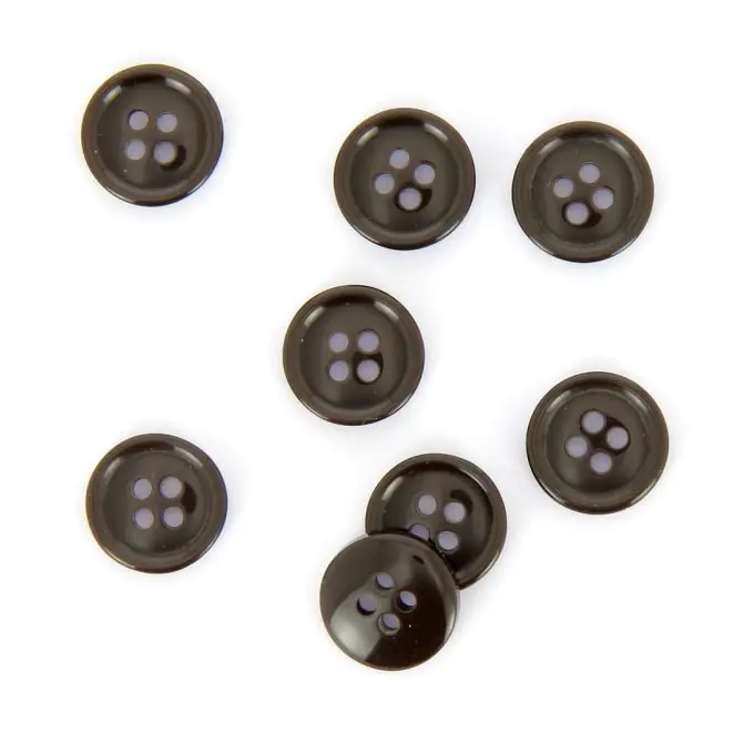 Original Knöpfe rund 4 Löcher braun 15 mm