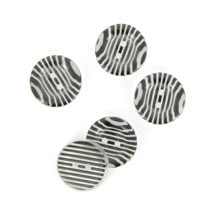 Must-Have Knöpfe mit Zebramuster schwarz und weiß 20 mm