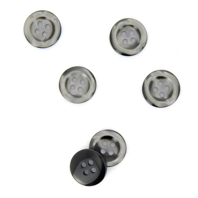 Geld-Zurück-Garantie Knöpfe mit geschwungener Form grau 15 mm