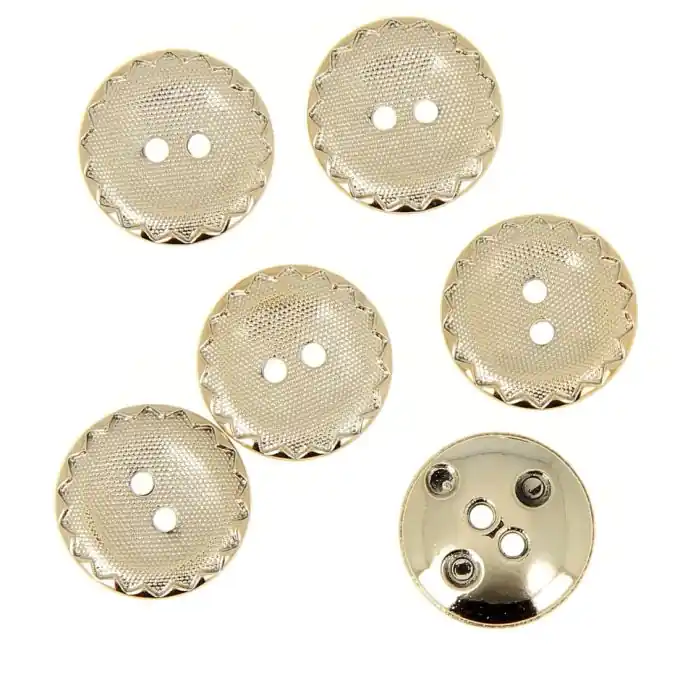 Vergoldete Metallknöpfe mit rissigem Rand 18 mm Highlight