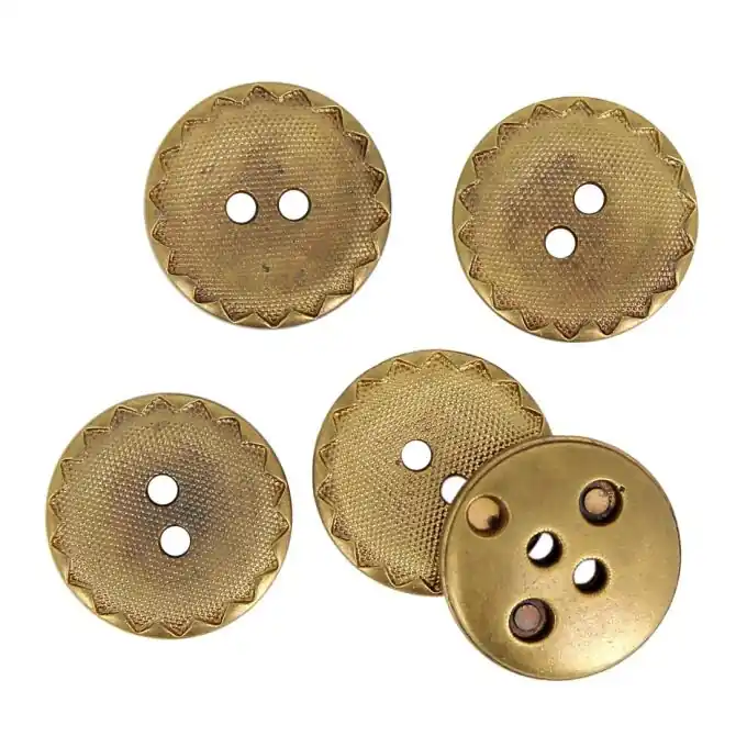 Bronzefarbene Metallknöpfe mit rissigem Rand 18 mm Original