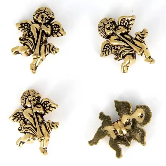 Goldene Metallknöpfe in Form von Engeln 26 mm Knallerangebot