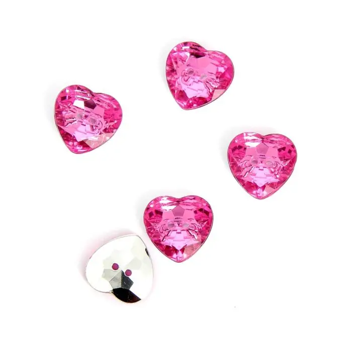 Premium Kristallknöpfe Herz rosa 16 mm