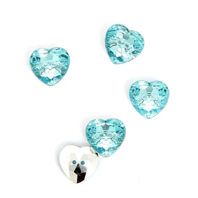 Begrenztes Angebot Kristallknöpfe Herz türkis 16 mm