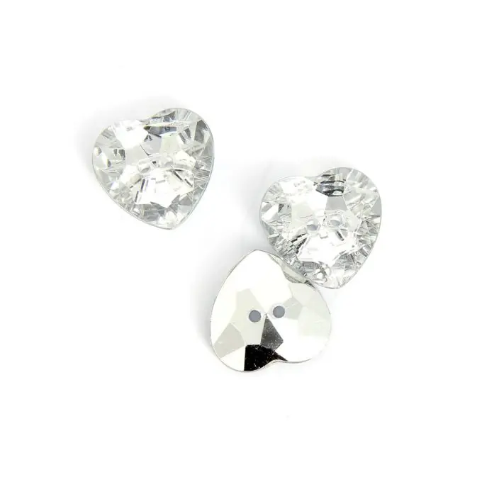 Kristallknöpfe Herz transparent 20 mm Super-Preis