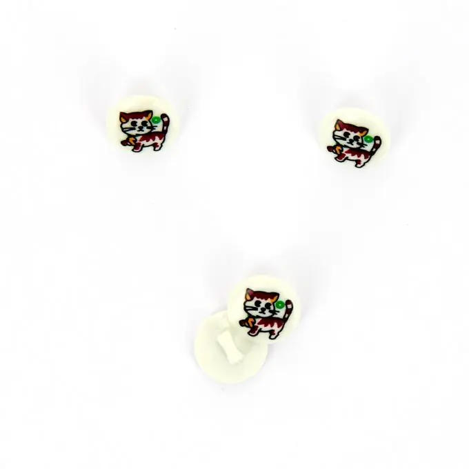 Knöpfe mit Katzenaufdruck weiß 13 mm Großhandel