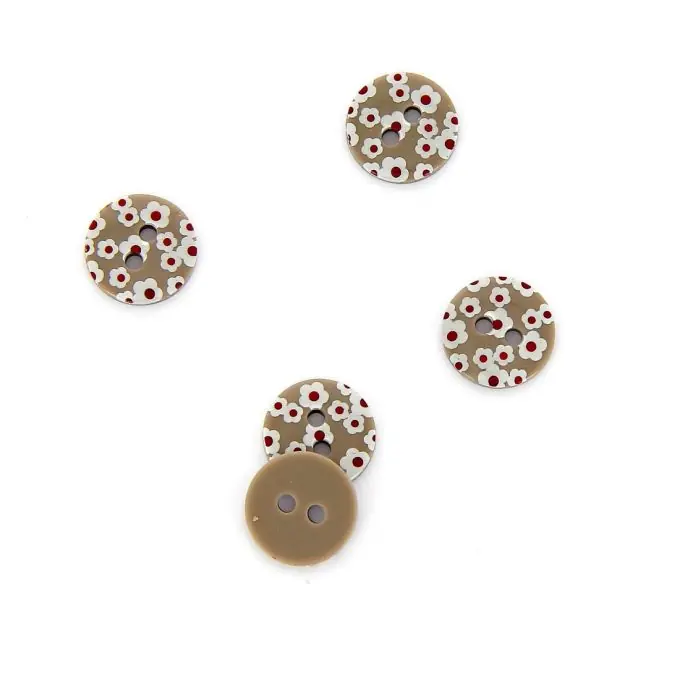 Sale Knöpfe mit Blumendruck grau 13 mm