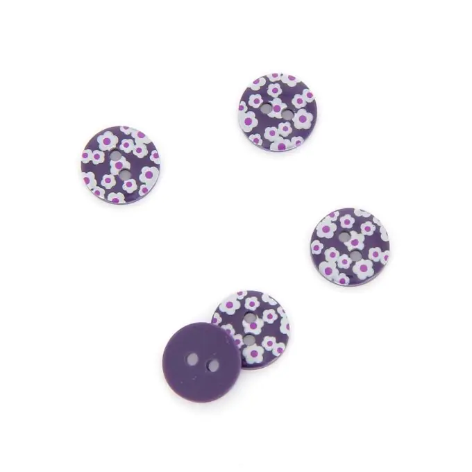 Günstig Knöpfe mit Blumendruck violett 13 mm