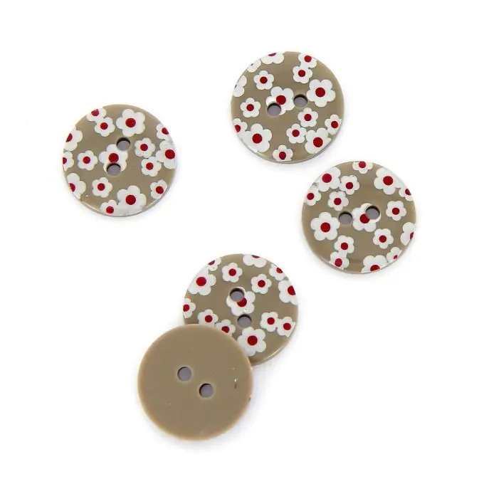Finale Aktion Knöpfe mit Blumendruck grau 18 mm