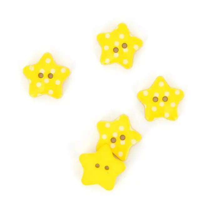 Gelbe Sternenknöpfe mit weißen Punkten 18 mm Aktuell