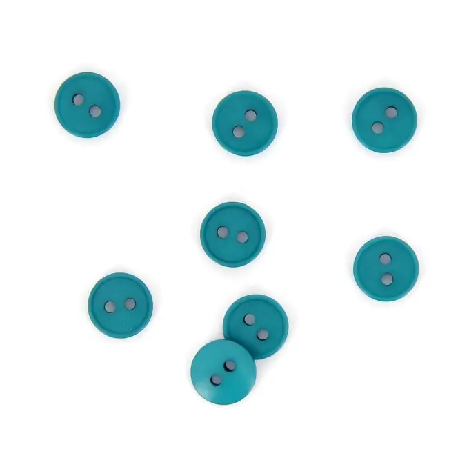 Flache Knöpfe 2 Löcher mittelblau 11 mm Geprüft