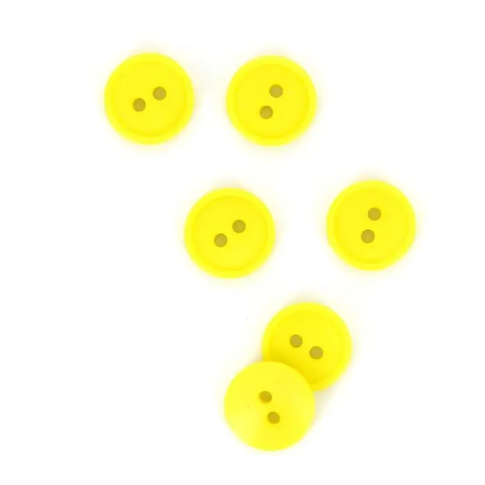 Flache Knöpfe 2 Löcher gelb 15 mm Weltweiter Versand