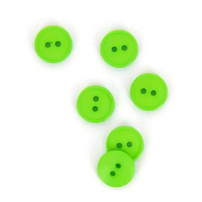 Flache Knöpfe 2 Löcher knall-grün 15 mm Rabatt