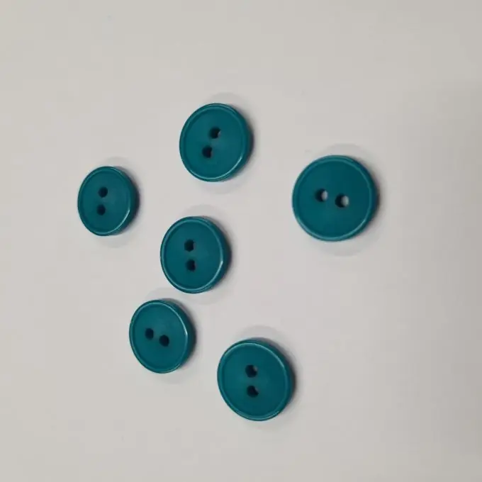 Flache Knöpfe 2 Löcher mittelblau 15 mm Top-Angebot