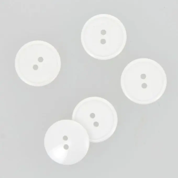 Original Flache Nylonknöpfe 2 Löcher weiß 20 mm (5 Teile)