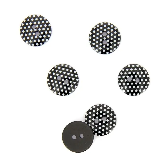 Knöpfe mit Punkten 2 Löcher schwarz 15 mm Sale