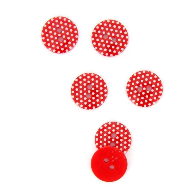 Knöpfe mit Punkten 2 Löcher rot 15 mm Exklusiv