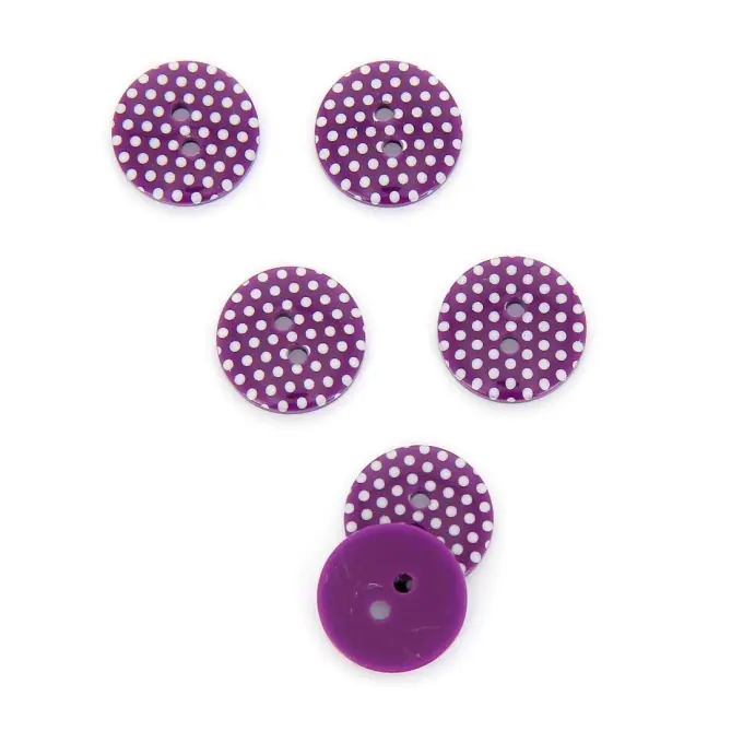 Knöpfe mit Punkten 2 Löcher violett 15 mm Online Kaufen