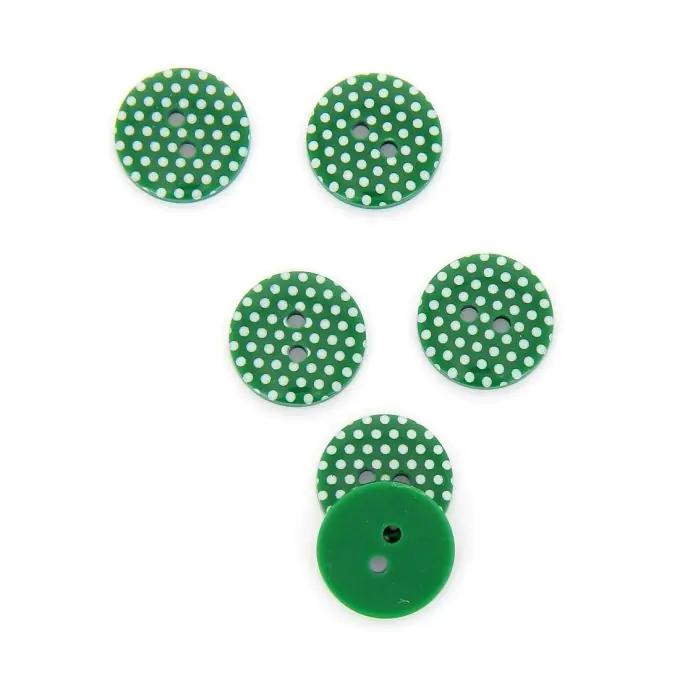 Knöpfe mit Punkten 2 Löcher tannengrün 15 mm Preisreduziert