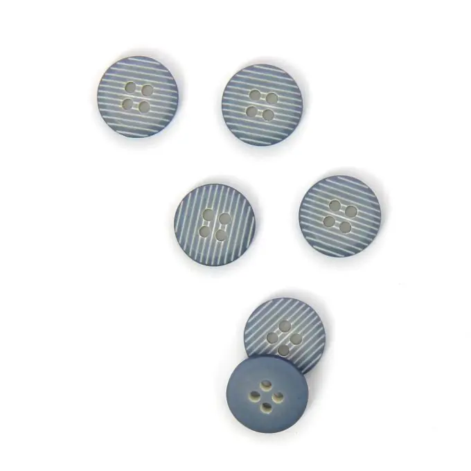 Gestreifte Knöpfe 2 Löcher mittelblau 14 mm Heißes Angebot