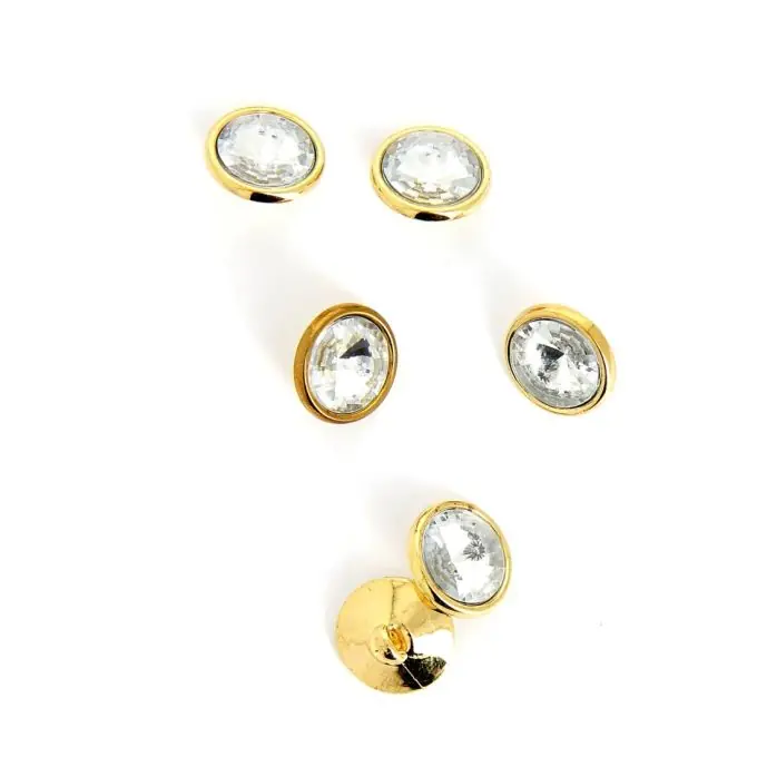 Vergoldete Diamantknöpfe mit Stiel 13 mm Handgefertigt