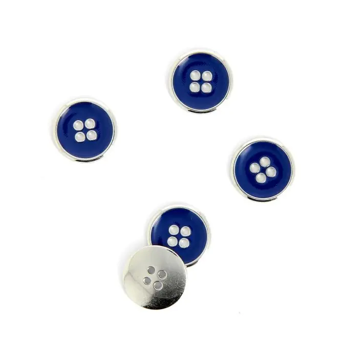 Metallknopf silbern und marine 15 mm Schnäppchen