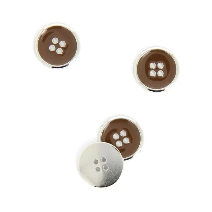 Bestpreis Metallknopf silbern und braun 18 mm