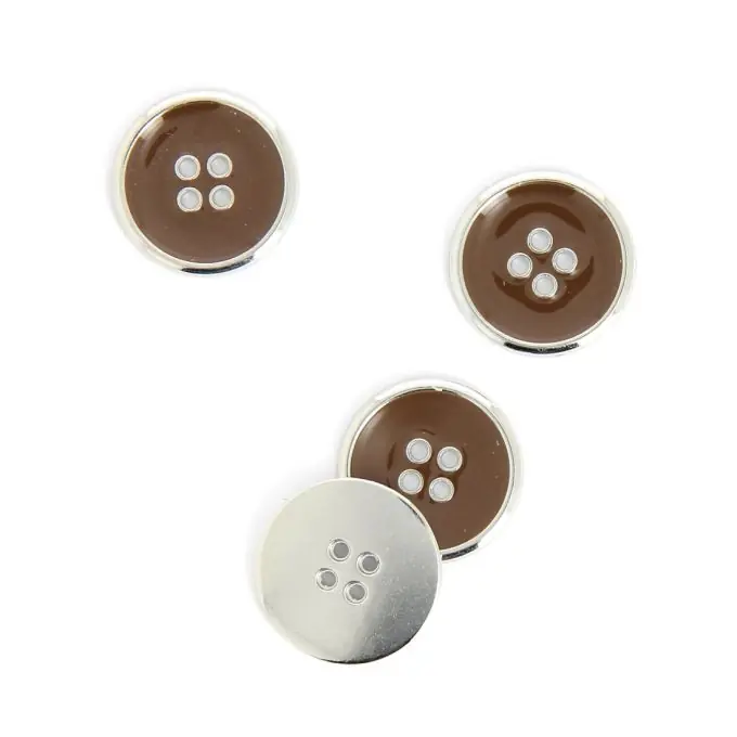 Original Metallknopf silbern und braun 20 mm