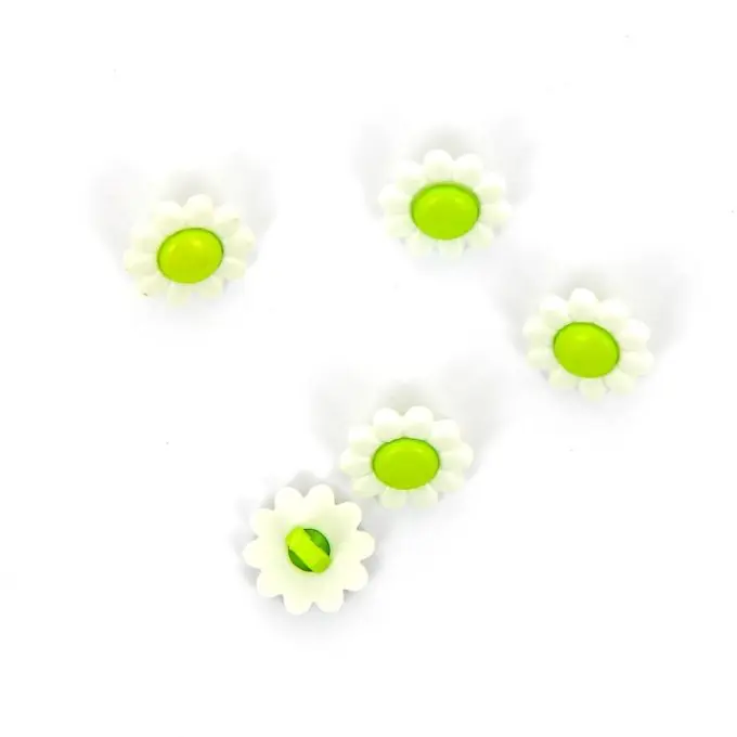Weltweiter Versand Knöpfe in Form von Margeriten grün 14 mm