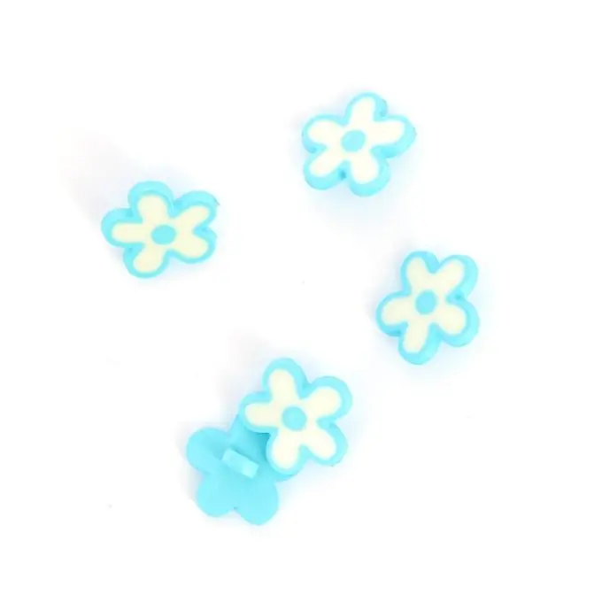Kostenloser Rückversand Knöpfe in Blumenform blau 15 mm