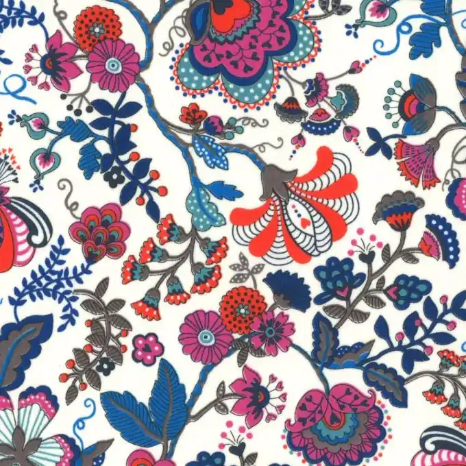 Stoff aus Liberty-Baumwollpopeline in Rot und Blau Bestseller