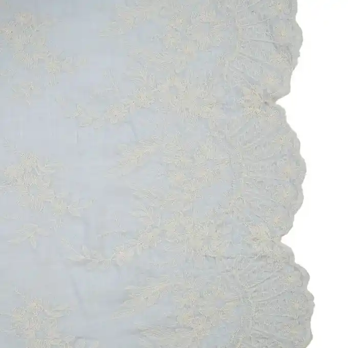 Knallerangebot Voile-Stoff Hellblau Bestickt 120cm Breite