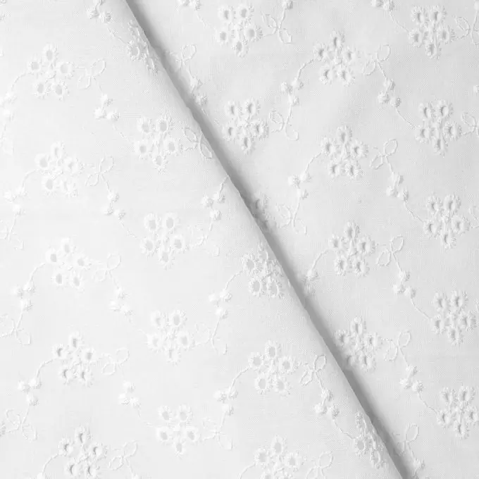 Broderie Anglaise Blumen weiß Begrenztes Angebot