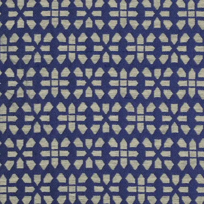 Jacquardstoff Geomuster blau ecru Bestpreis