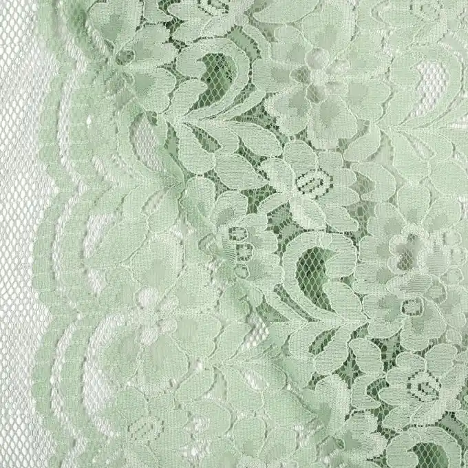 Heißes Angebot Spitzenstoff Blumenmuster Mandelgrün 150 cm Breite