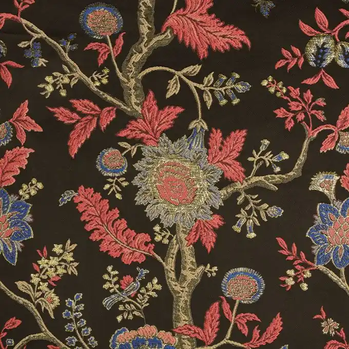 Jacquardstoff Paisleymuster rosa goldfarben Exklusiv