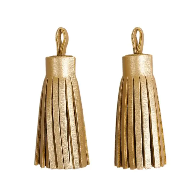 Pompons Kunstleder goldfarben 6 cm Sale