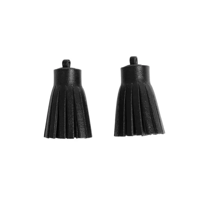 Wochenendangebot Pompons Kunstleder schwarz 3,6 cm