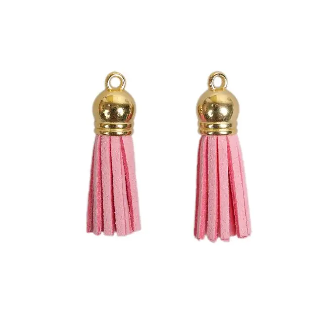 Pompons in Wildleder-Optik, rosa, 3,8 cm Original