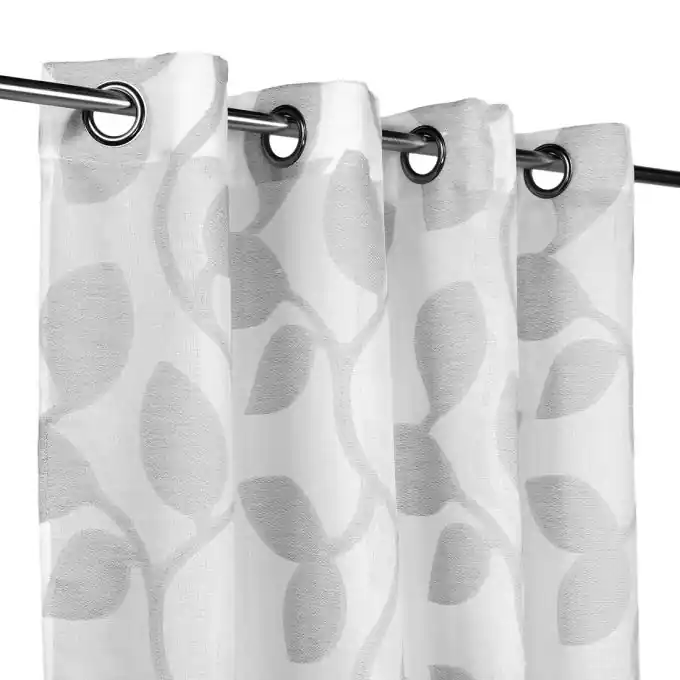 Vorhang Blätter grau 140 x 260 cm Handgefertigt