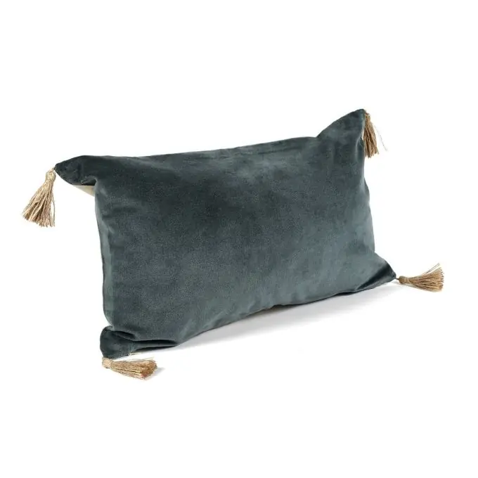 Markenprodukt samtkissen Pompons dunkelgrün Pompons 30x50cm