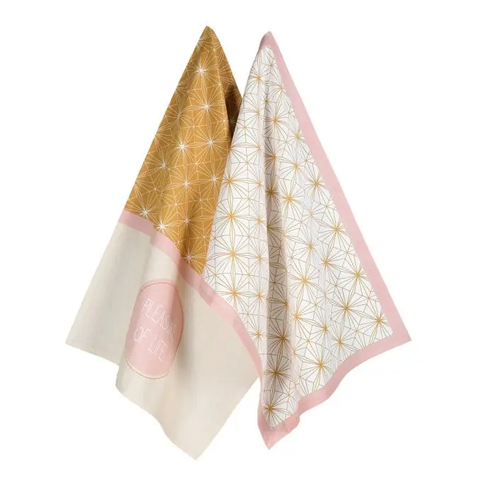 Set aus 2 Geschirrtücher Chic 50x70cm ecru rosa Top-Seller